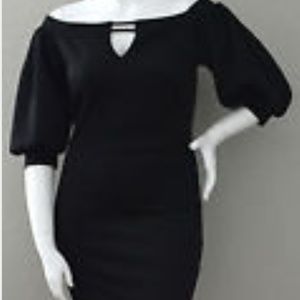 Puffy Sleeve Dress with Strappy V-Neck